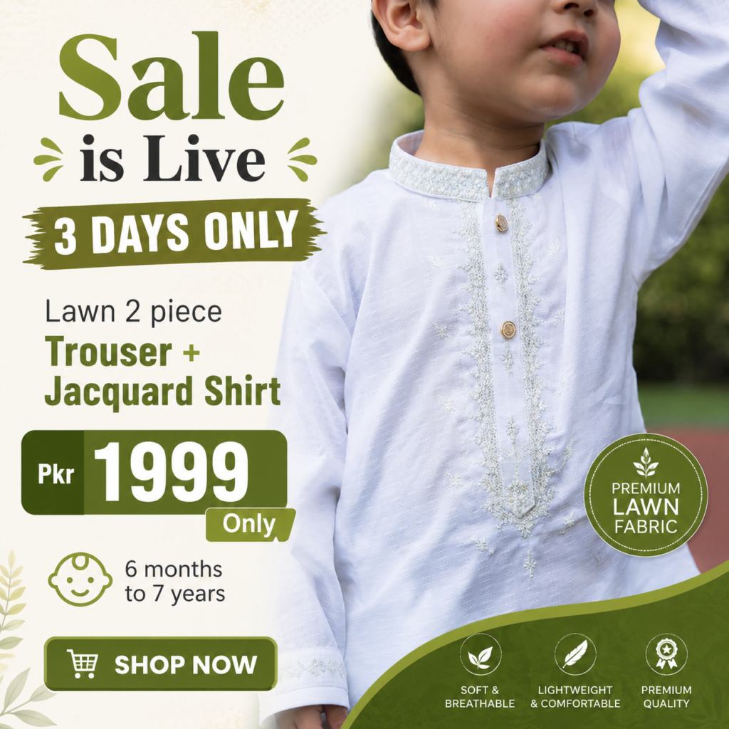 kids white lawn kurta set