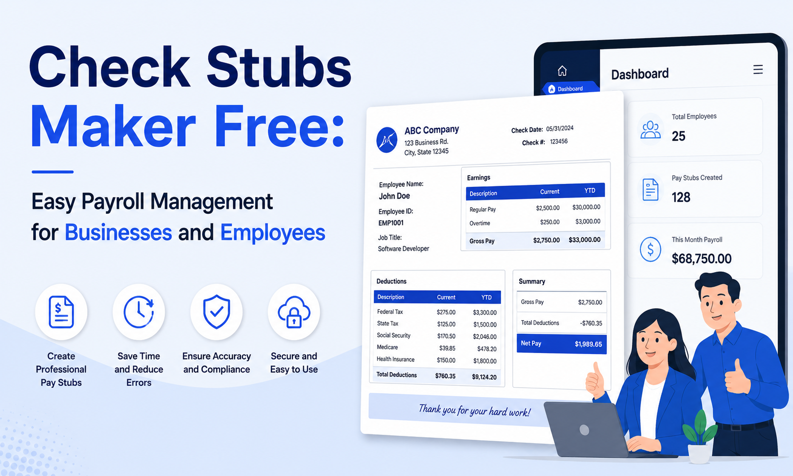 Check Stubs Maker Free: Easy Payroll Management for Businesses and Employees