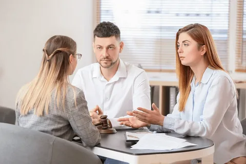 Three friends discussing a project while sitting together