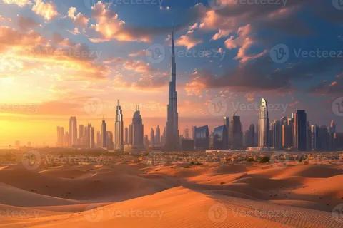 A modern high-rise building in Dubai featuring contemporary architecture and a skyline view representing urban development in the UAE.