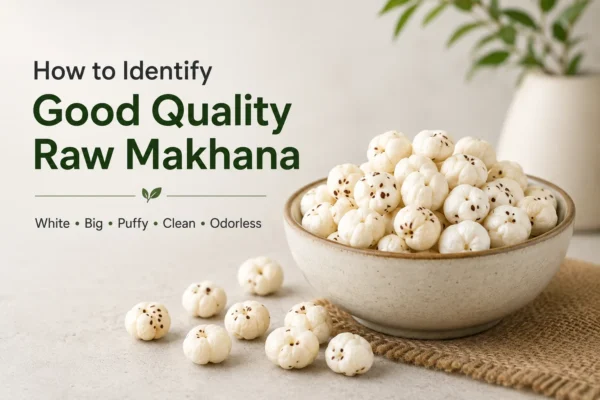 Bowl of premium quality raw makhana on a clean natural background