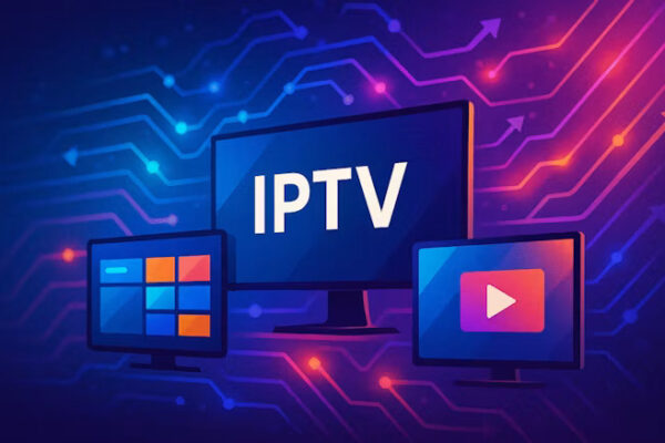 IPTV Australia streaming service on a smart TV showing live channels, sports, movies, and on-demand content with high-quality viewing in 2026.