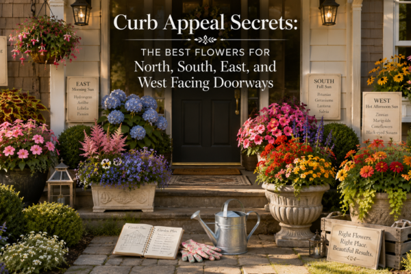 Curb Appeal Secrets The Best Flowers for North, South, East, and West Facing Doorways