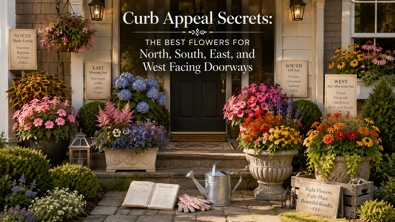 Curb Appeal Secrets The Best Flowers for North, South, East, and West Facing Doorways