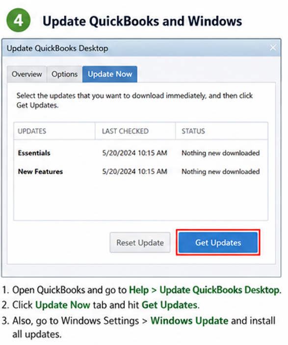 Update Quickbooks and Windows