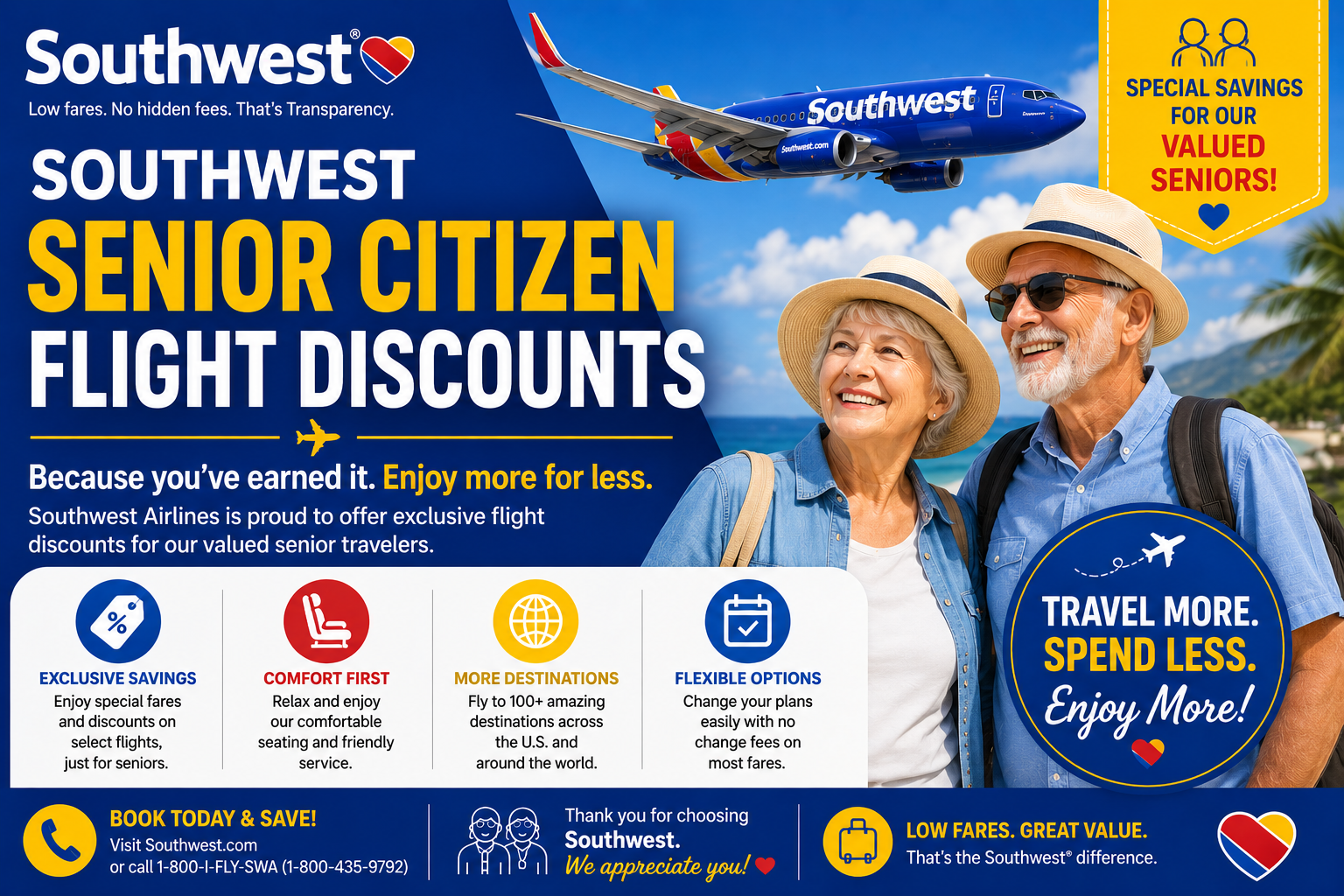 Southwest Airlines Senior citizen flight discounts
