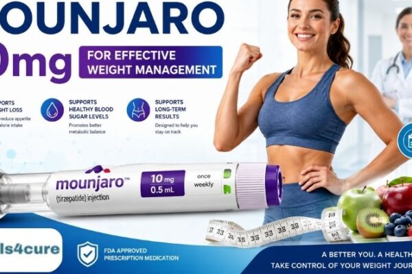 Mounjaro 10mg injection pen supporting effective weight management, appetite control, and healthy weight loss with fitness and healthcare professionals.