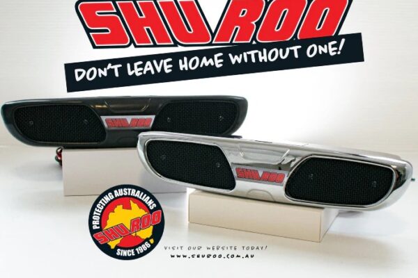 ShuRoo ultrasonic animal deterrent devices for vehicles with Australian-made branding and wildlife protection logo