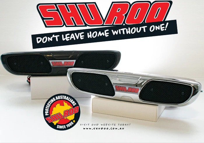 ShuRoo ultrasonic animal deterrent devices for vehicles with Australian-made branding and wildlife protection logo