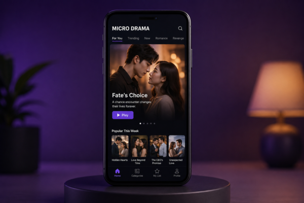 Cinematic smartphone with purple ambience