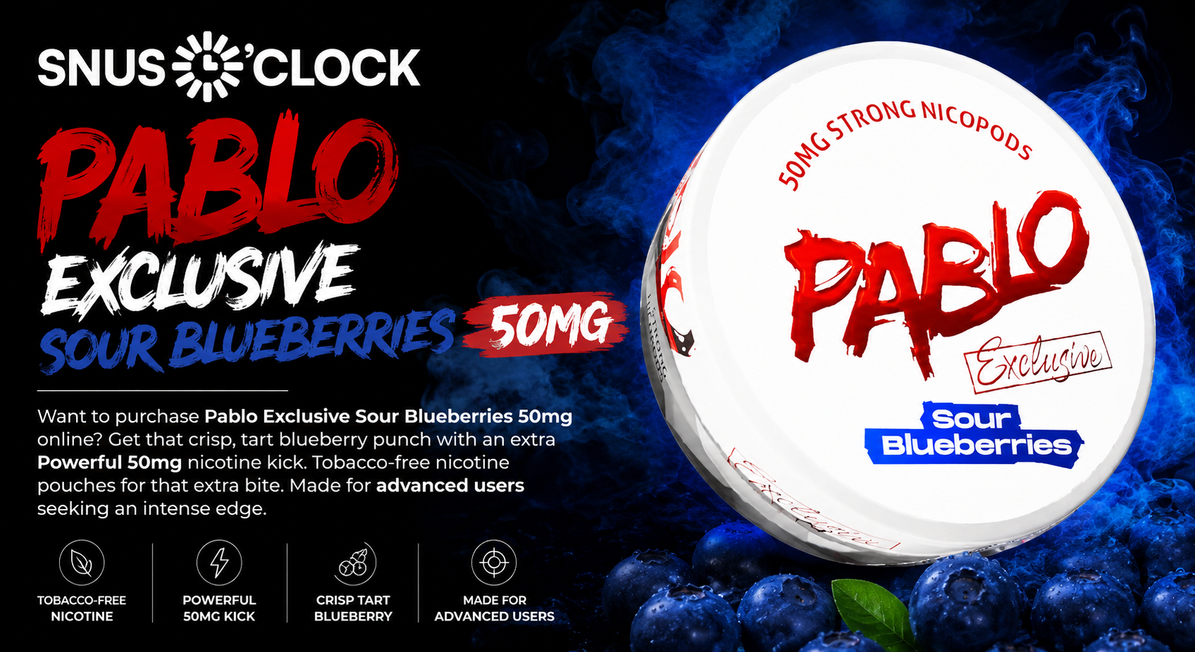 nicotine pouches, pablo exclusive sour blueberries, sour blueberries nicotine pouches, sour blueberries snus, sour blueberries nicopods, sour berries nicopods, sour blueberries nicotine pouch, sour blueberries - pablo- 30mg
