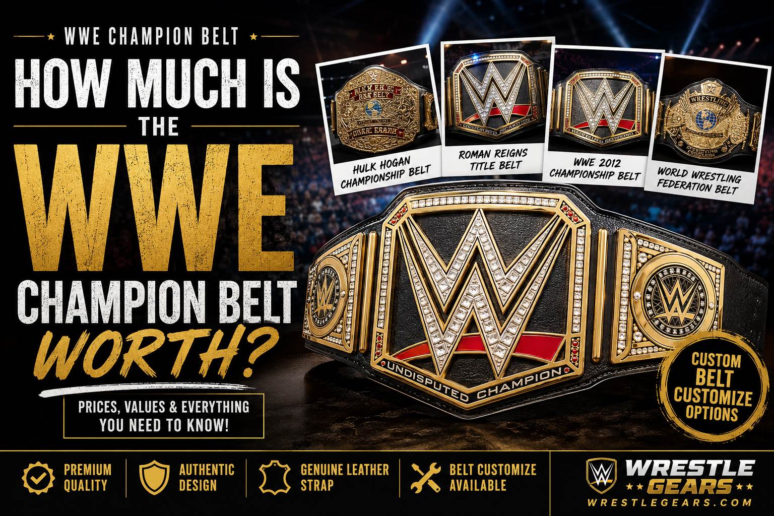 For wrestling fans, collectors, and memorabilia enthusiasts, one question comes up repeatedly: How much is the WWE champion belt worth? The answer depends on whether you're talking about the official championship belt used on WWE television, an authentic licensed replica, or a custom-designed championship belt. Official WWE championship belts represent prestige, history, and entertainment. While the championship itself symbolizes victory, the physical belt can range from a few hundred dollars to tens of thousands of dollars depending on its authenticity, craftsmanship, and historical significance. In this guide, we'll explore what determines the value of a WWE championship belt, the prices of popular replica belts, and why collectors continue to invest in these iconic wrestling treasures. The Value of an Official WWE Championship Belt The actual championship belts used by WWE Superstars during televised events are considered priceless pieces of sports entertainment history. These belts are custom-manufactured using premium materials, genuine leather straps, and highly detailed metal plates. Reports suggest that television-used championship belts can cost anywhere between $5,000 and $50,000 or more, depending on the title and level of customization. Belts associated with legendary champions or historic matches may become even more valuable when auctioned as collectible memorabilia. Because these belts are rarely sold to the public, most wrestling fans purchase high-quality replica versions instead. How Much Do WWE Replica Belts Cost? Replica championship belts offer fans the opportunity to own a championship without spending thousands of dollars. Prices generally fall into several categories: Basic replica belts: $150–$300 Premium replica belts: $300–$700 Deluxe handcrafted replicas: $700–$1,500+ Limited edition collector belts: $2,000 or more The overall value depends on several factors including: Metal plate thickness Leather quality Plate engraving Weight Craftsmanship Accuracy compared to the original championship High-quality replicas often look nearly identical to the titles seen on WWE television. Why Are Some WWE Belts So Expensive? Championship belts require extensive craftsmanship. Unlike ordinary merchandise, premium wrestling belts include multiple individually cast metal plates, engraved artwork, premium leather straps, and detailed finishing. Many collectors are willing to pay higher prices because championship belts are display-worthy collectibles rather than simple souvenirs. Limited production runs and historical significance also increase demand, especially for retired championship designs. Belt Customize Options Increase Value Many wrestling fans today prefer a belt customize option instead of buying a standard replica. Customized championship belts allow buyers to personalize nearly every feature, including: Custom name plates Company logos Family names Sports team branding Fantasy league championships Event branding Personalized side plates Custom leather colors A customized championship belt often becomes a one-of-a-kind collectible, making it especially meaningful for fantasy football leagues, corporate awards, wrestling promotions, and personal achievements. Premium handcrafted customized belts typically command higher prices because of the additional labor involved in their production. Hulk Hogan Championship Belt Collectibles Among wrestling legends, few names are as iconic as Hulk Hogan. The hulk hogan championship belt remains one of the most recognizable wrestling collectibles ever created. Collectors often seek replicas inspired by Hogan's legendary championship reigns during the 1980s and early 1990s. Depending on the manufacturer and quality, these replica belts can range from several hundred dollars to well over $1,000 for premium handcrafted editions. Belts connected with Hulk Hogan's championship legacy remain highly desirable because they represent one of professional wrestling's most successful eras. Roman Reigns Title Belt Popularity Modern WWE collectors frequently search for the roman reigns title belt. As one of WWE's longest-reigning world champions in recent history, Roman Reigns elevated the prestige of the Undisputed WWE Universal Championship. His championship reign created enormous demand for replica versions of the title. High-quality Roman Reigns-inspired championship belts remain among the best-selling wrestling replicas because they combine modern championship styling with outstanding craftsmanship. Fans often display these belts in home collections, gaming rooms, and sports memorabilia showcases. WWE 2012 Championship Belt The wwe 2012 championship belt introduced one of WWE's most recognizable championship designs. Featuring the large WWE logo centerpiece with customizable side plates, this title became the foundation for several modern championship designs. Wrestling legends including John Cena, Randy Orton, Brock Lesnar, AJ Styles, and Roman Reigns all carried variations of this championship. Today, the WWE 2012 Championship Belt remains one of the most sought-after replica titles due to its historical importance and instantly recognizable appearance. Premium replicas accurately recreate the intricate details, brilliant gold plating, and durable leather strap that made the original championship famous. World Wrestling Federation Belt Collectors Love Classic Designs Vintage wrestling fans often search for the classic world wrestling federation belt. Before WWE adopted its current branding, the World Wrestling Federation produced several championship designs that have become legendary among collectors. Popular vintage titles include: Winged Eagle Championship Big Eagle Championship Intercontinental Championship Classic Tag Team Championships These historic championship belts remain fan favorites because they represent wrestling's "Golden Era." High-quality replicas of these classic championships often increase in value over time due to strong collector demand. Factors That Determine Belt Value Several factors influence how much a championship belt is worth: Authenticity Official licensed replicas typically hold greater value than inexpensive novelty versions. Material Quality Real leather straps and zinc alloy metal plates provide a premium appearance and feel. Craftsmanship Handmade belts with deep engraving and polished finishes command higher prices. Limited Editions Collector editions produced in small quantities often appreciate over time. Historical Importance Championships associated with legendary wrestlers or memorable events become highly desirable collectibles. Where to Buy High-Quality WWE Championship Belts If you're searching for premium handcrafted championship belts, quality should always be your top priority. At Wrestle Gears, wrestling fans can explore an extensive collection of handcrafted championship belts inspired by wrestling's greatest eras. Whether you're looking for modern titles, classic championships, personalized creations, or a belt customize option, you'll find collector-quality craftsmanship designed for true wrestling enthusiasts. Every championship belt is carefully crafted with detailed metal plates, durable materials, and authentic styling to help fans celebrate their passion for professional wrestling. Visit: https://wrestlegears.com/ Final Thoughts So, how much is the WWE champion belt worth? The answer varies widely. Television-used championship belts can be worth tens of thousands of dollars, while premium replica belts generally range from a few hundred to over a thousand dollars depending on quality and craftsmanship. Whether you're interested in a hulk hogan championship belt, a roman reigns title belt, the iconic wwe 2012 championship belt, or a classic world wrestling federation belt, investing in a high-quality handcrafted replica allows you to own a piece of wrestling history. If you're looking for exceptional craftsmanship, premium materials, and personalized championship designs, Wrestle Gears offers an impressive collection for collectors and passionate wrestling fans alike.