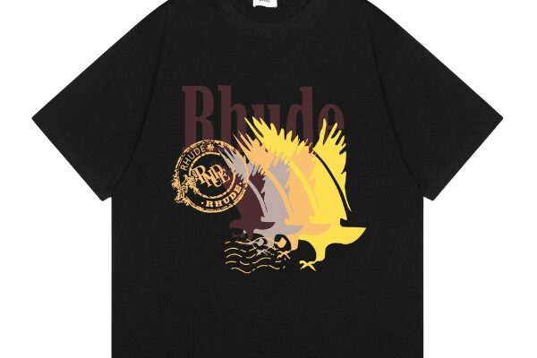 Rhude T-Shirt Black Flying Eagle Seal Logo