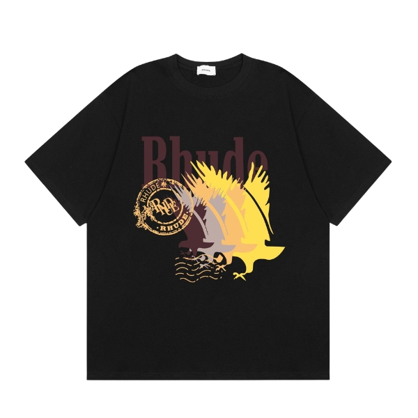 Rhude T-Shirt Black Flying Eagle Seal Logo