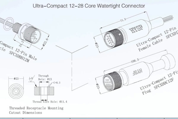 Ultra-Compact 12-28 Core Watertight Connector