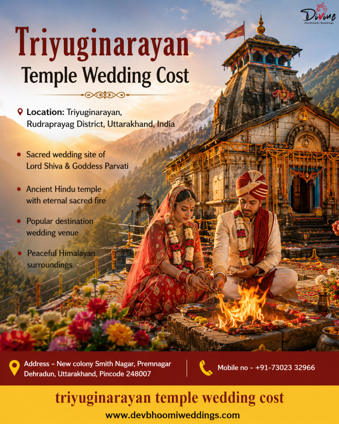 triyuginarayan temple wedding cost