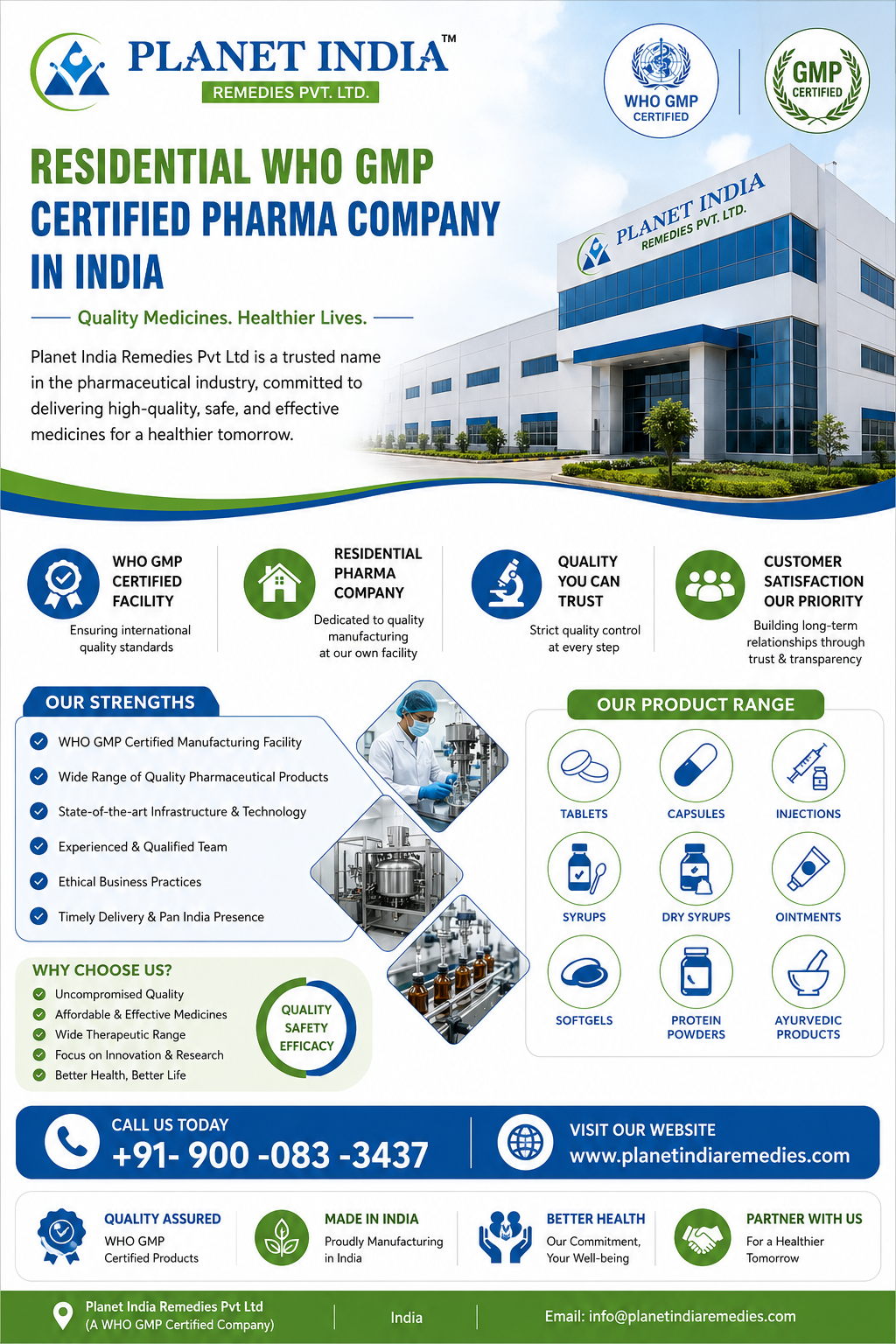 Residential WHO GMP Certified Pharma Company in India – Planet India Remedies Pvt Ltd
